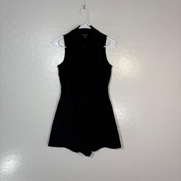 Athleta Romper Womens Size 2 Black Sleeveless Solid Zip Front One Piece Shorts - Picture 1 of 9